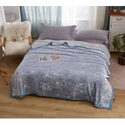 Плед Maison Dor, 200x230 см, двуспальный, бамбук, голубой/белый