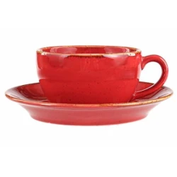 Чайная пара Porland Seasons, фарфор, красная, 250 мл