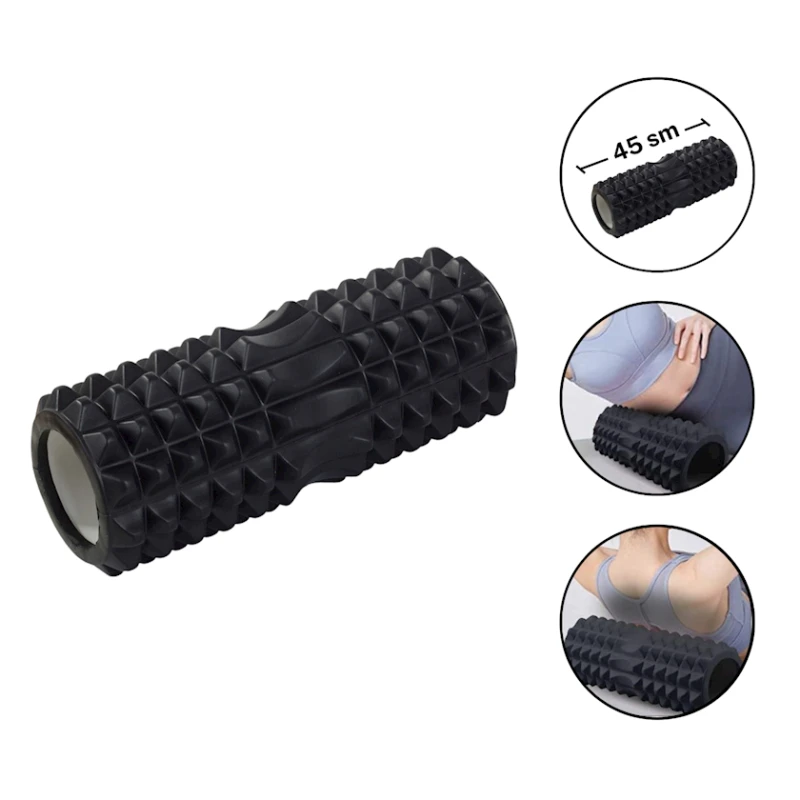 Массажный ролик с шипами Gymnic 1003, черный, 45 см Массажный ролик с шипами Gymnic 1003, черный, 45 см