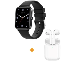Смарт часы DA02 Black + Беспроводные наушники Hoco EW74 В подарок
