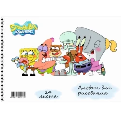 Альбом для рисования Sketchbook SP02 Sponge Bob, A4, 24 листов, 100 г/м², белый
