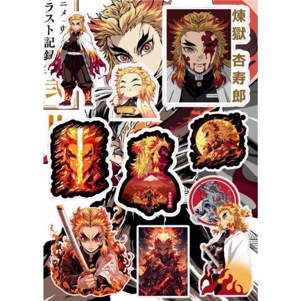 Набор наклеек Anime Demon Slayer Rengoku, 9 шт Набор наклеек Anime Demon Slayer Rengoku, 9 шт