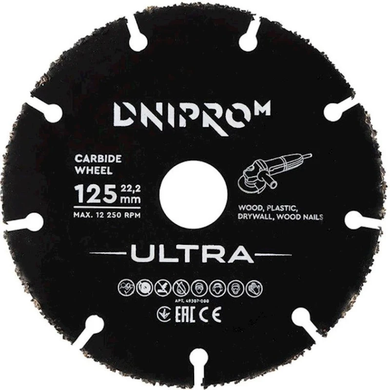 Диск твердосплавный для УШМ Dnipro-M Ultra 49307000, 125х22.2 мм