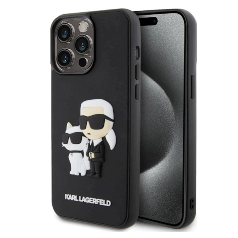 Чехол Green Lion 3D Rubber KarlLagerfeld and Choupette для Apple iPhone15 Pro Max Black