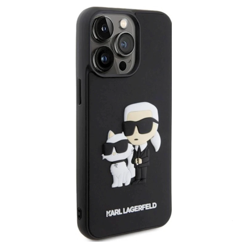 Чехол Green Lion 3D Rubber KarlLagerfeld and Choupette для Apple iPhone15 Pro Max Black