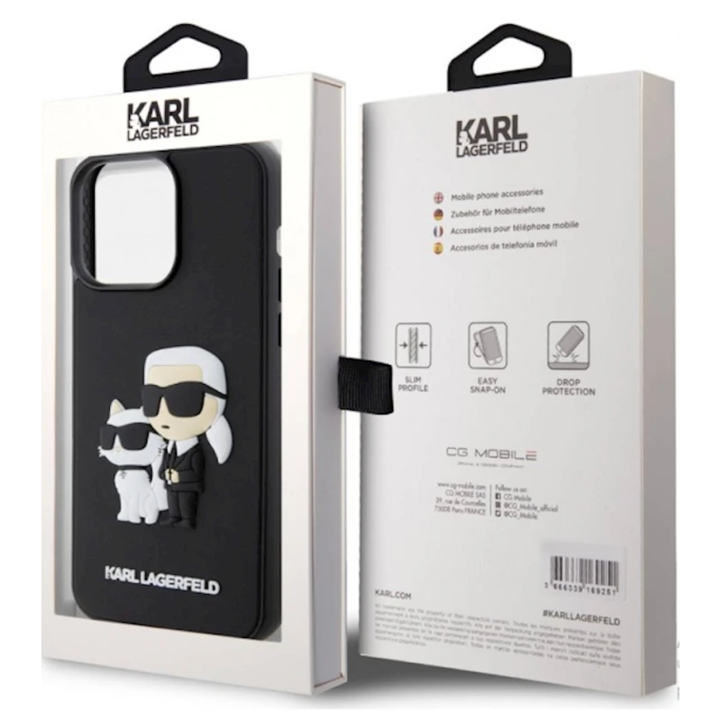 Чехол Green Lion 3D Rubber KarlLagerfeld and Choupette для Apple iPhone15 Pro Max Black