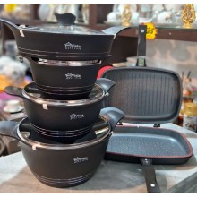 Qab-qacaq dəsti Vista, tökmə qranit, qara, 9 parça