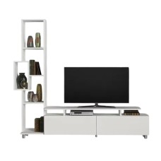 TV üçün tumba Ev Plus 12115854, LDSP, ağ, 160x29x46 sm