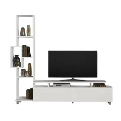 Тумба под ТВ Ev Plus 12115854, ЛДСП, белый, 160x29x46 см