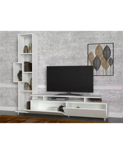TV üçün tumba Ev Plus 12115854, LDSP, ağ, 160x29x46 sm