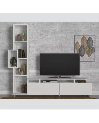 TV üçün tumba Ev Plus 12115854, LDSP, ağ, 160x29x46 sm