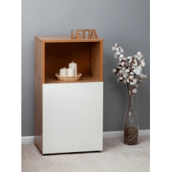 Тумба под телевизор Letta, ЛДСП, белая/коричневая, 67x35x70 см