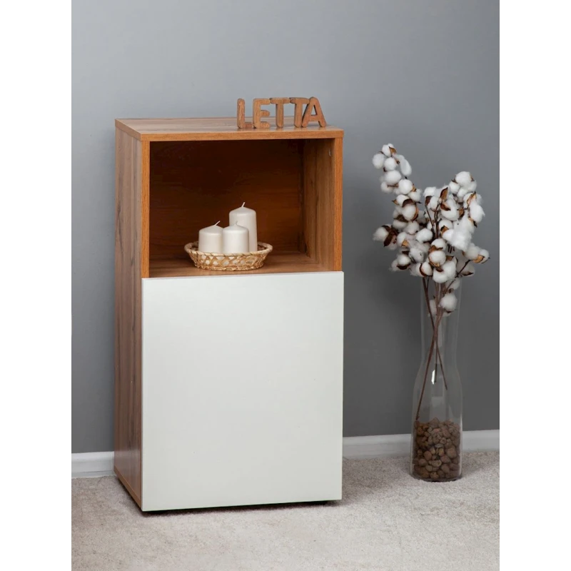 Тумба под телевизор Letta, ЛДСП, белая/коричневая, 67x35x70 см