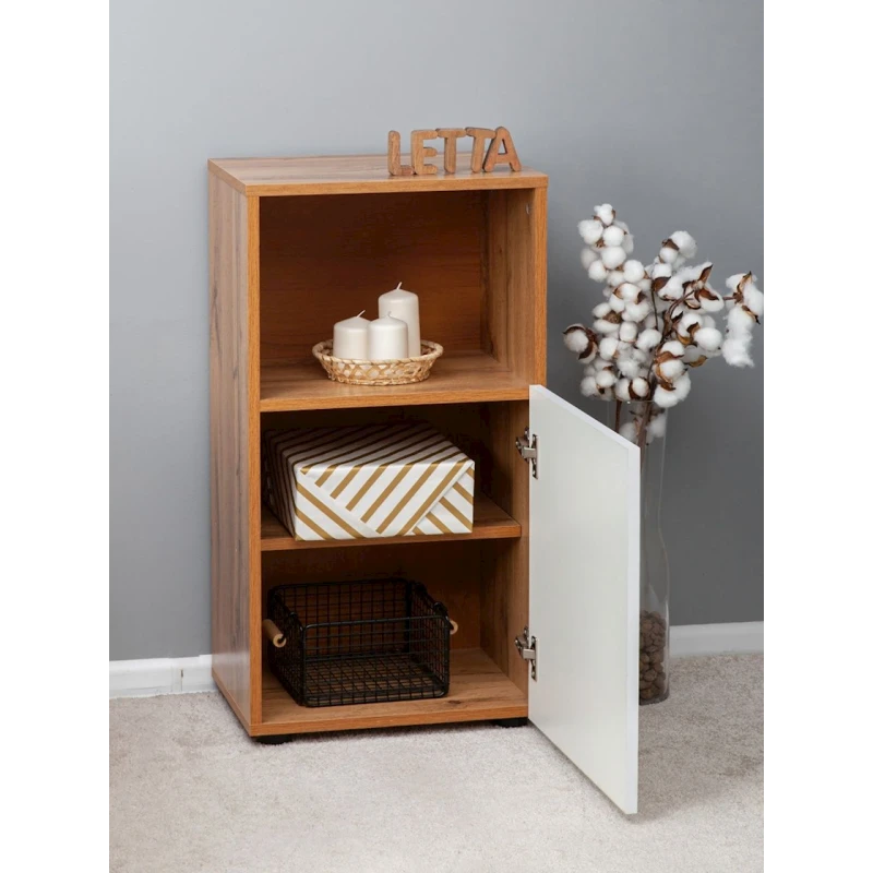 Тумба под телевизор Letta, ЛДСП, белая/коричневая, 67x35x70 см