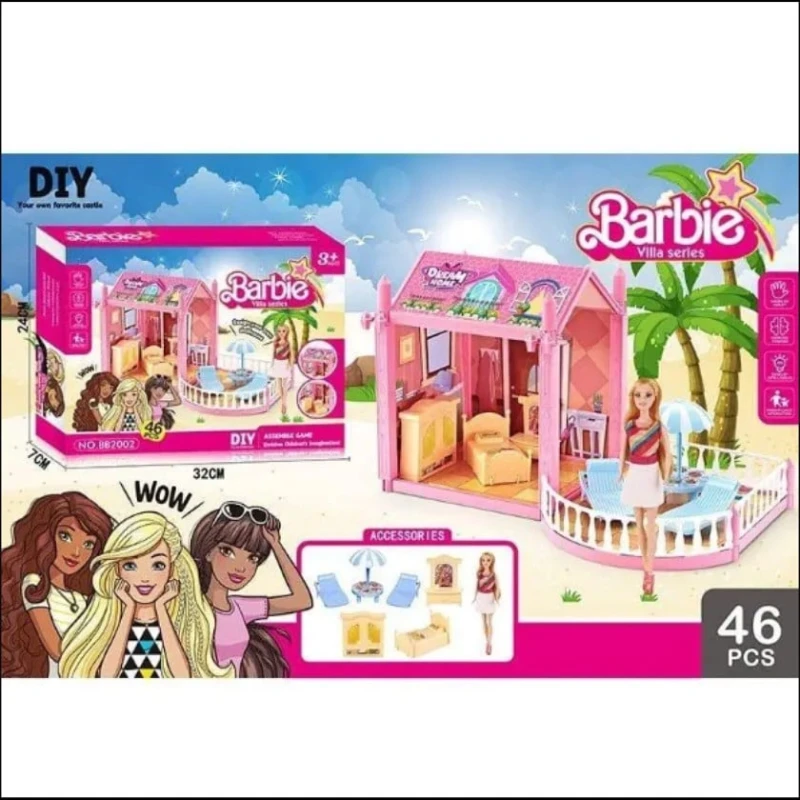 Дом для кукол Barbie BB2002, 32x7x24 см, розовый Дом для кукол Barbie BB2002, 32x7x24 см, розовый