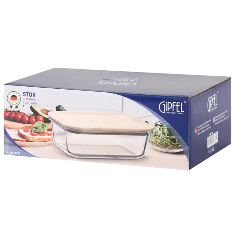 Контейнер Gipfel Stor 51955, стекло/бамбук, прозрачный/коричневый, 1000 мл Контейнер Gipfel Stor 51955, стекло/бамбук, прозрачный/коричневый, 1000 мл