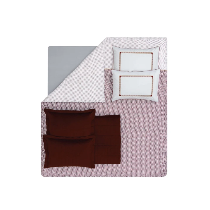 Комплект постельного белья Yataş Rena, пододеяльник 200x220 см, простыня 260x240 см, покрывало 230x240 см, наволочки 50x70 см 4 шт., хлопок, двуспальное, бордовое