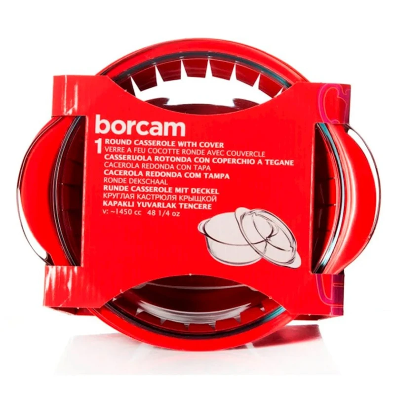 Форма для запекания Borcam 59023, 1.45 л, круглая, стекло, прозрачный