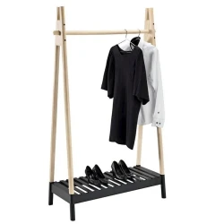 Передвижная вешалка для одежды JYSK Jennet, 105x170x46 см, МДФ/дерево, черный/коричневый