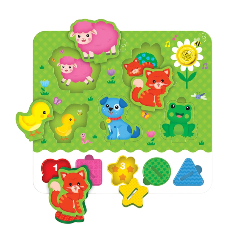 Музыкальные пазлы Азбукварик Забавные Зверята, 3+ года, 10 элементов