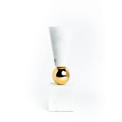 Подсвечник Hom-me Aegeus, 23x7x7, металл/мрамор, Белый/Золотистый