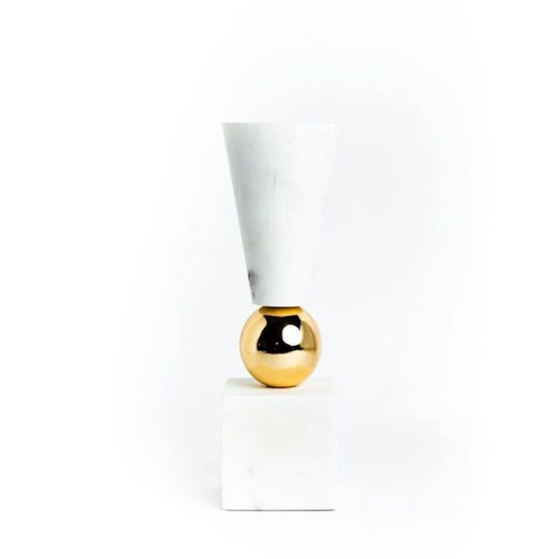 Подсвечник Hom-me Aegeus, 23x7x7, металл/мрамор, Белый/Золотистый Подсвечник Hom-me Aegeus, 23x7x7, металл/мрамор, Белый/Золотистый