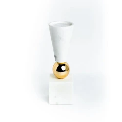 Подсвечник Hom-me Aegeus, 23x7x7, металл/мрамор, Белый/Золотистый