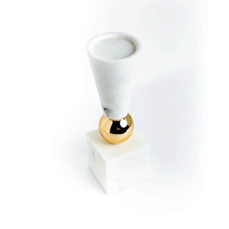 Подсвечник Hom-me Aegeus, 23x7x7, металл/мрамор, Белый/Золотистый Подсвечник Hom-me Aegeus, 23x7x7, металл/мрамор, Белый/Золотистый