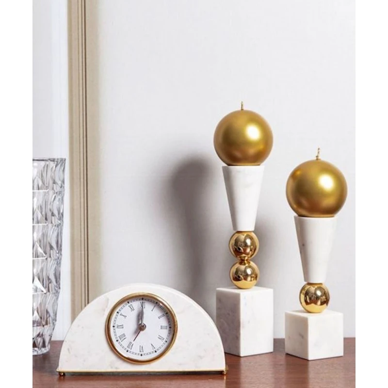 Подсвечник Hom-me Aegeus, 23x7x7, металл/мрамор, Белый/Золотистый Подсвечник Hom-me Aegeus, 23x7x7, металл/мрамор, Белый/Золотистый