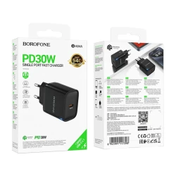 Адаптерная головка с одним портом USB-C PD 30 Вт Borofone BA84A, черный