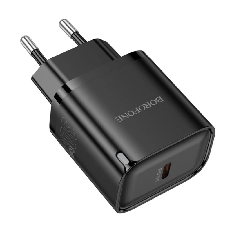 Adapter başlığı tək USB-C portlu PD 30 W Borofone BA84A, qara