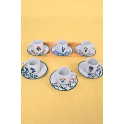 Набор кофейный Porland Flower Garden 04POR034732 , 6 персон, 12 шт, 90 мл, фарфор, белый