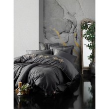 Yataq dəsti Cotton Box Brode King Anthracite, yorğan üzü 200x220 sm, mələfə 240x260 sm, 4 əd yastıq üzü 50x70 sm, ikinəfərlik, pambıq