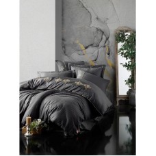 Yataq dəsti Cotton Box Brode King Anthracite, yorğan üzü 200x220 sm, mələfə 240x260 sm, 4 əd yastıq üzü 50x70 sm, ikinəfərlik, pambıq
