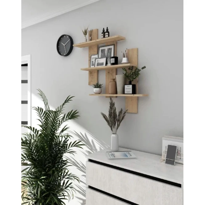 Полка настенная Art Mebel 71, ламинат, 84х84х13 см, бежевая