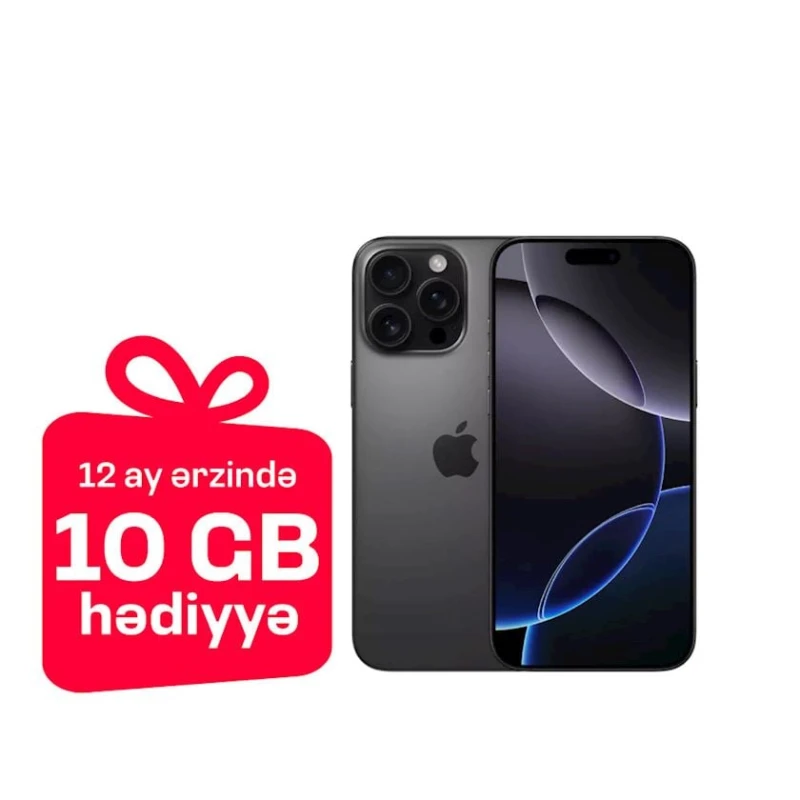 Smartfon Apple iPhone 16 Pro 512 GB Black Titanium (12 ay, aylıq 10 GB hədiyyə) Smartfon Apple iPhone 16 Pro 512 GB Black Titanium (12 ay, aylıq 10 GB hədiyyə)