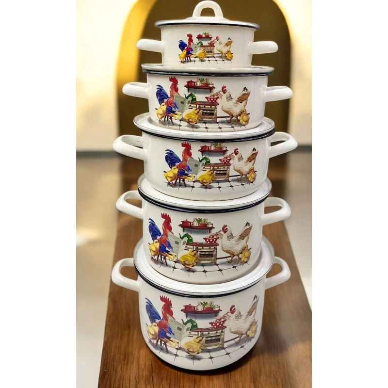 Набор кастрюль Tez-bazar-320, эмаль, разноцветный Набор кастрюль Tez-bazar-320, эмаль, разноцветный