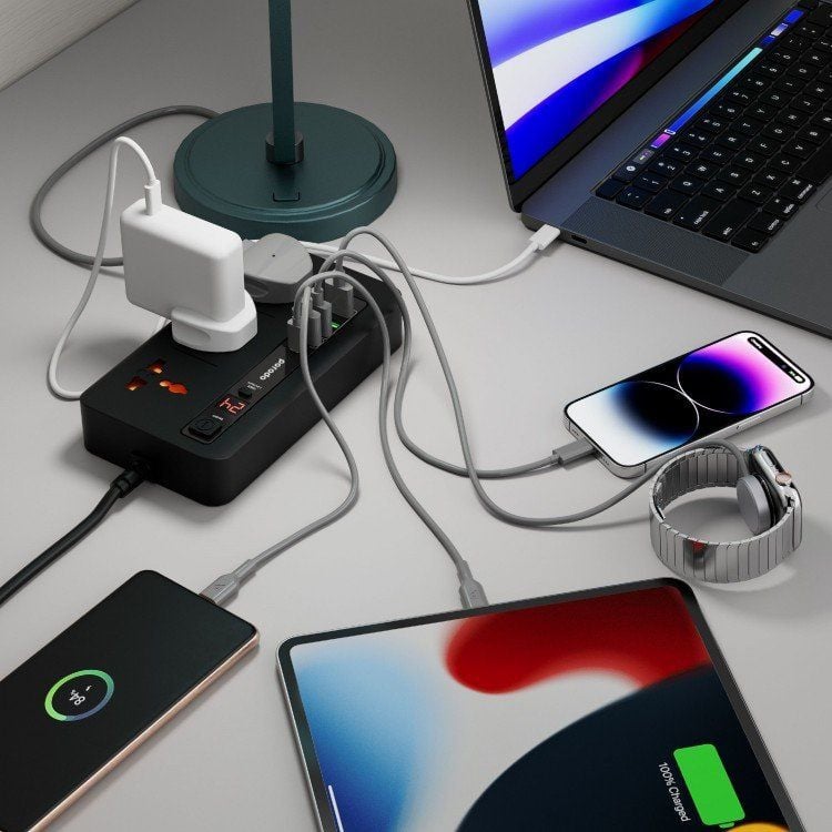 Удлинитель Porodo Multi-Port Power HUB 2 m, 4 USB-A/USB-C Удлинитель Porodo Multi-Port Power HUB 2 m, 4 USB-A/USB-C