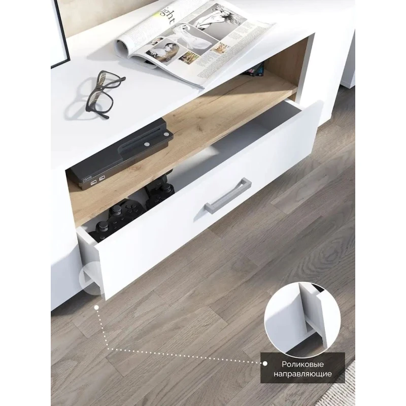 Тумба под ТВ 3563_LETNEWBoxWhZol, ЛДСП, разноцветная, 40x34.6x108 см