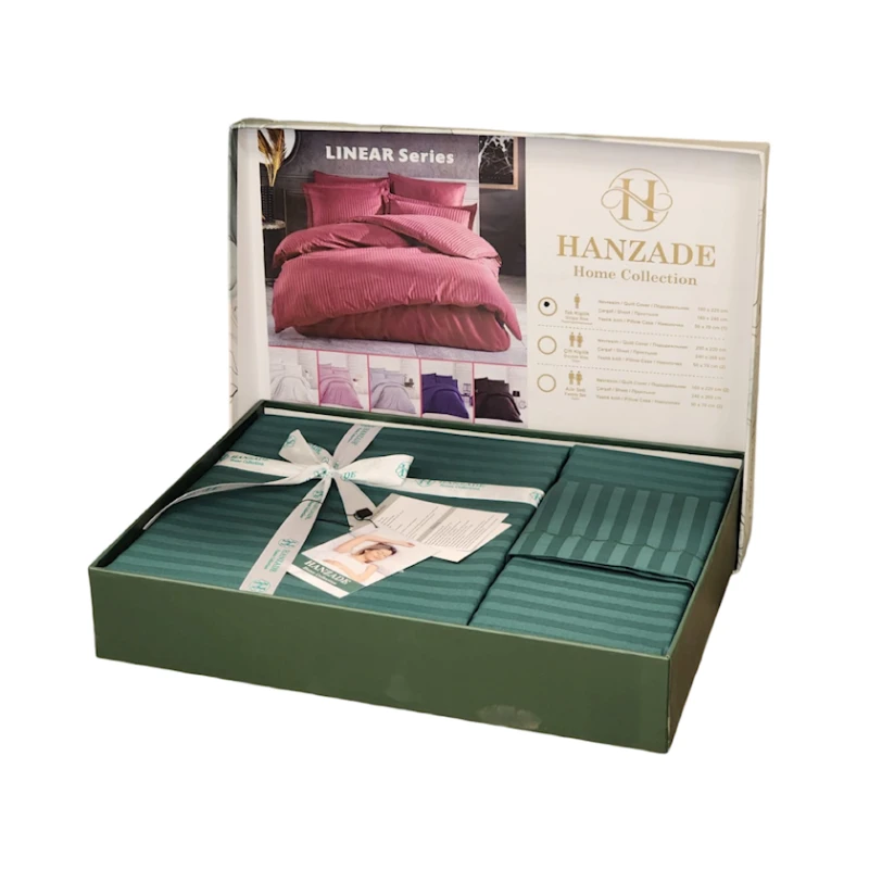 Комплект постельного белья Hanzadə TZE-631, двуспальный, зеленый, пододеяльник 200x220 см, простыня 240x260 см, наволочки 50х70 см/2 шт Комплект постельного белья Hanzadə TZE-631, двуспальный, зеленый, пододеяльник 200x220 см, простыня 240x260 см, наволочки 50х70 см/2 шт