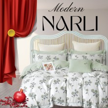 Yataq dəsti Narlı 000935, yorğan üzü 200x220 sm, mələfə 240x260 sm, 2 yastıq üzü 50x70 sm, ikinəfərlik, pambıq/satin, rəngbərəng