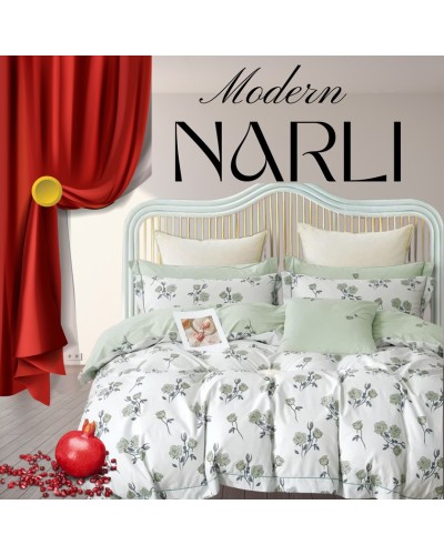 Yataq dəsti Narlı 000935, yorğan üzü 200x220 sm, mələfə 240x260 sm, 2 yastıq üzü 50x70 sm, ikinəfərlik, pambıq/satin, rəngbərəng