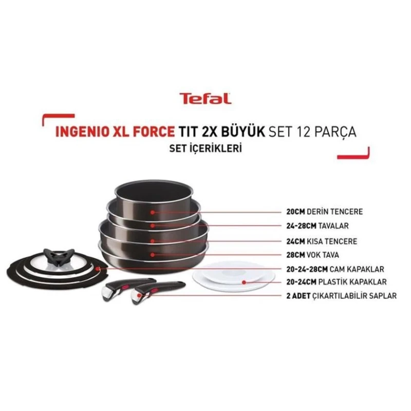 Набор сковородок Tefal Ingenio XL Force, титан, черный, 20/24/28 см Набор сковородок Tefal Ingenio XL Force, титан, черный, 20/24/28 см