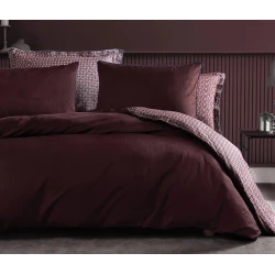 Комплект постельного белья Yataş Lisa, двуспальный, хлопок/сатин, бордовый, простыня 280x240 см, пододеяльник 240x220 см, наволочка 50x70 (4 шт)