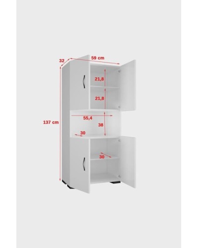 Mətbəx şkafı Ev Plus Streak, LDSP, ağ, 137x32x59 sm
