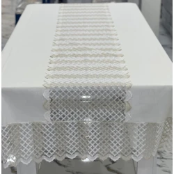 Скатерть MiraNova FS-615, 160x260 см, лен, белая