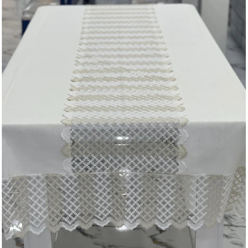 Скатерть MiraNova FS-615, 160x260 см, лен, белая