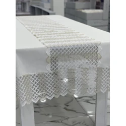 Скатерть MiraNova FS-615, 160x260 см, лен, белая