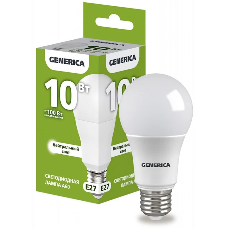 LED lampa Generica A60 E27, 10Vt, 4000K LED lampa Generica A60 E27, 10Vt, 4000K