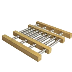 İsti əşyalar üçün sini MH115157 Excellent, 22x20 sm, paslanmayan metal/bambuk, gümüşü/qəhvəyi